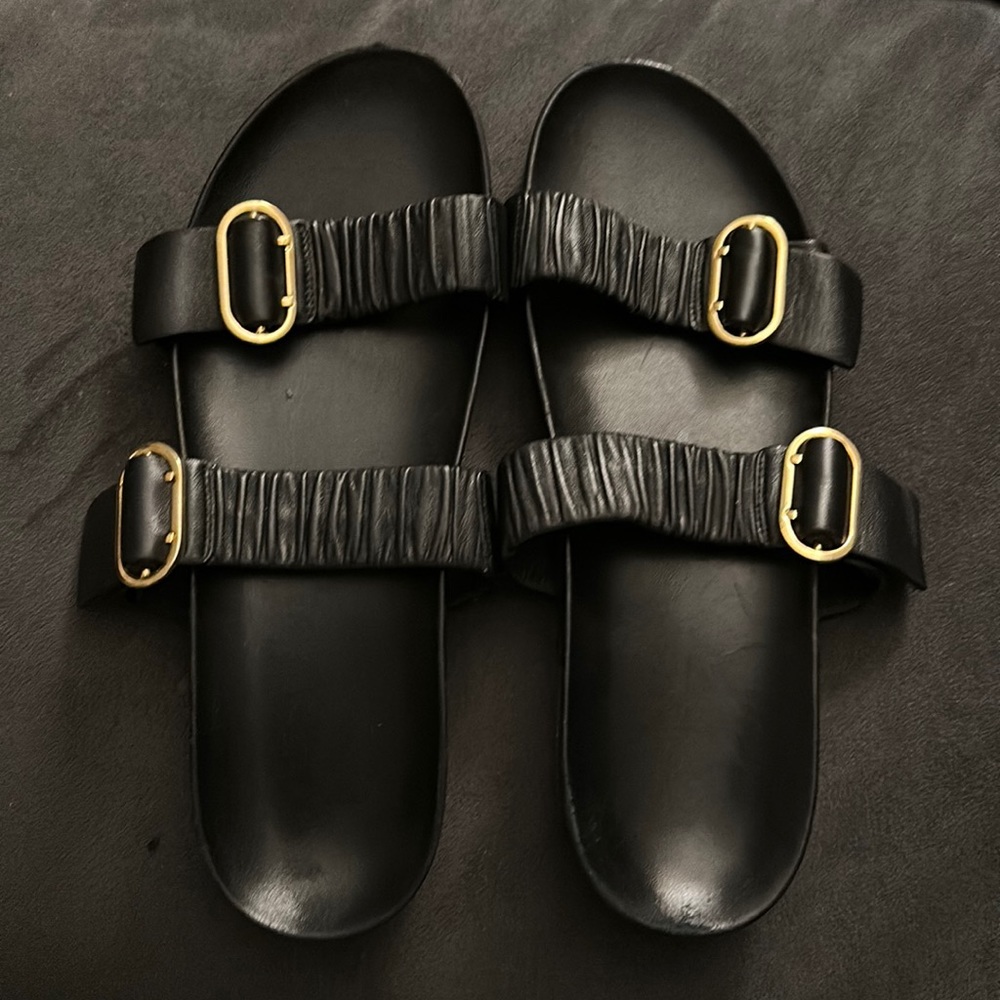 Stuart Weitzman Double Buckle Slide Sandals